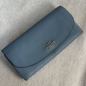 Coach Women's Wallet in Steel Blue Leather